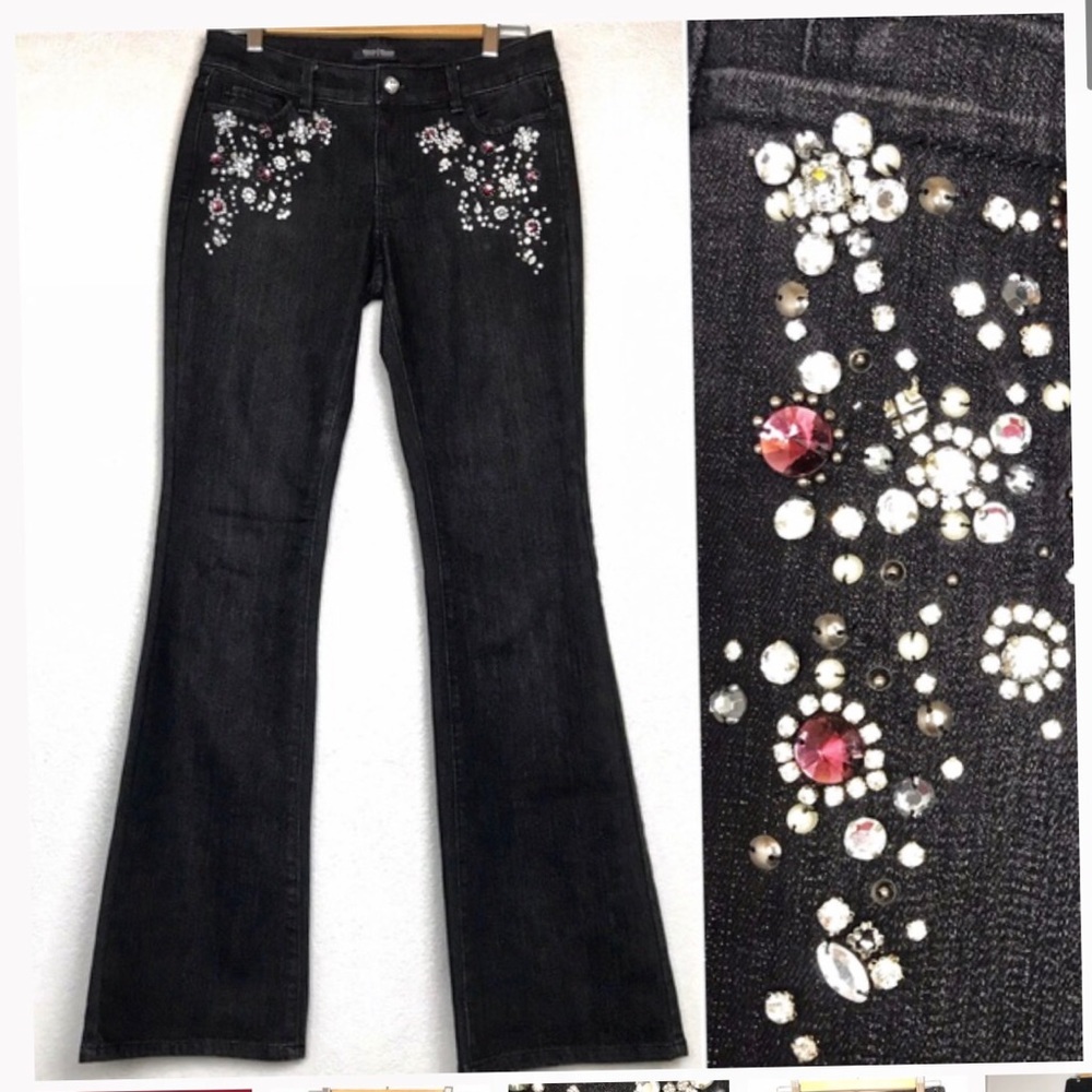 WHBM “Feel Beautiful” gemstone embellished Jeans